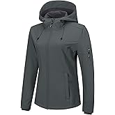 Outdoor Ventures Women's Softshell Jacket with Hood Fleece Lined Warm Lightweight Waterproof Insulated Windbreaker
