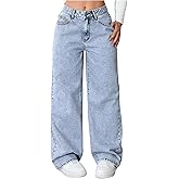 GORGLITTER Women's Wide Leg Jeans Baggy High Waisted Y2k Loose Straight Denim Pants Trendy 2025 Streetwear
