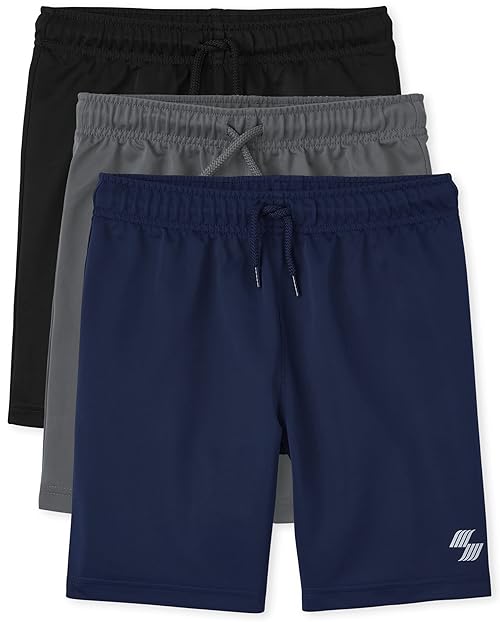 The Children's Place,Boys,Basketball Shorts,Black/Black ICE/Tidal- 3 Pack,XXLarge(16)
