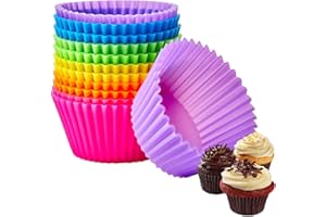 12PCS Silicone Muffin Cups, Muffin Liners Round 7cm Silicone Muffin Tray for Cake Balls, Muffins, Cupcakes and Candies