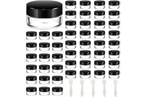 Small Travel Containers, 50 Pack 5 Gram Sample Containers with Lids, Clear Sample Jars Cosmetic Containers and 5 Pcs Mini Spa