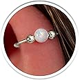 Silver Helix Ring Hoop With White Opal - 20 Gauge Cartilage Hoop 925 sterling silver - small opal earring hoop