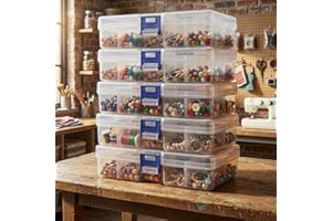 5pcs Large Plastic Clear Storage Boxes with Lids, Waterproof & Stackable Organizer Bins for Jewelry, Beads, Craft & Small Par