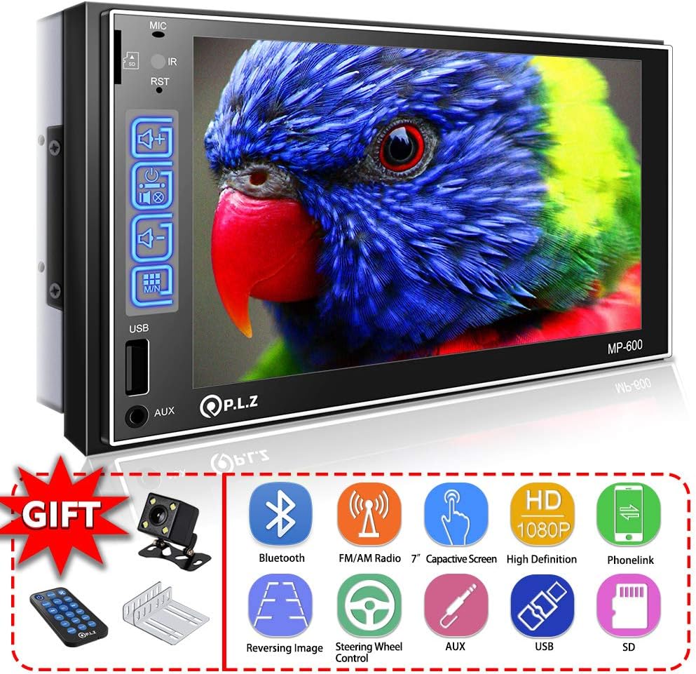 Double Din Car Stereo in-Dash Car Stereo Receiver with Bluetooth, 7'' Capacitive Touchscreen Digital LCD Monitor, MP5 Player/FM/Am/TF/USB/Aux-in (Without Backup Camera (Phonelink for Android))