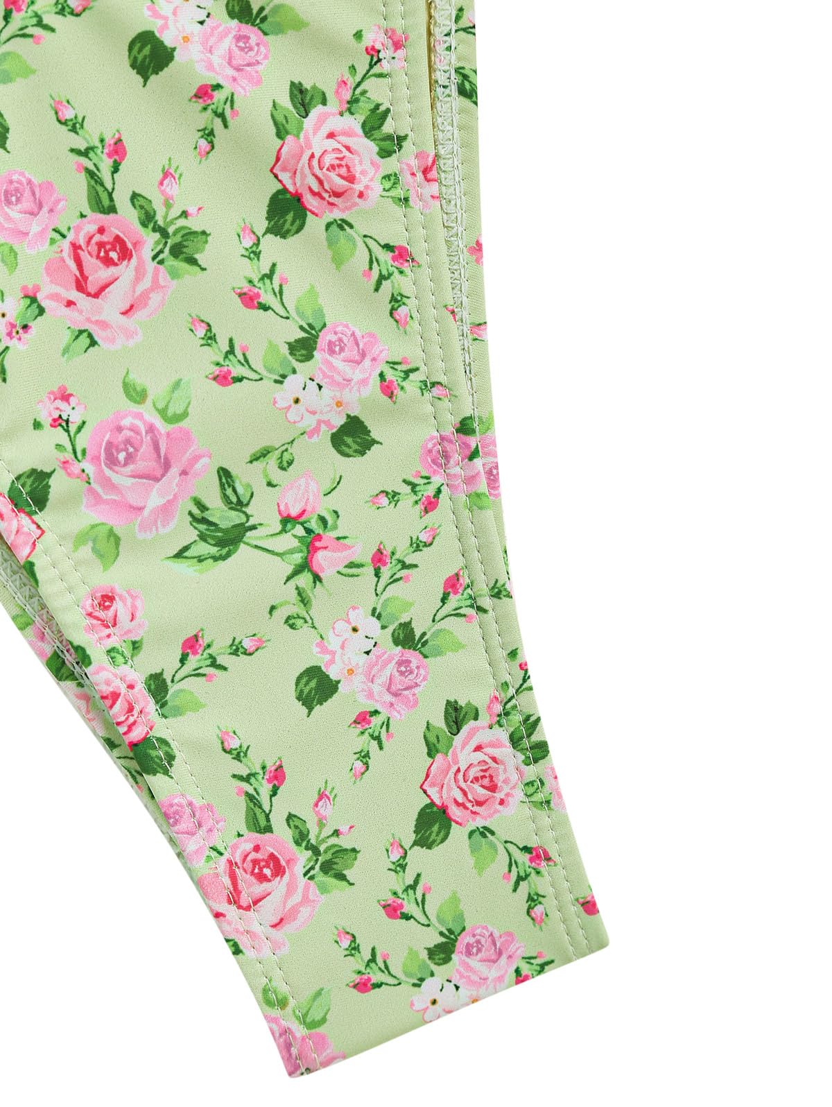 ZAFUL Women's Sexy Halter Bikini Sets Bow Decor Tiny Floral Print Bikini Swimsuits Tie Side Triangle Bathing Suits(1-Light Green,S) - Image 7