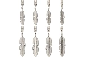 CHGCRAFT 8Pcs 2Size Alloy Bolo Tie Tips Vintage Feather Bolo Tie Tips for Crafting Jewelry Findings Making Accessory For DIY Bolo tie Necklace Bracelet Antique Silver Inner Diameter 5mm