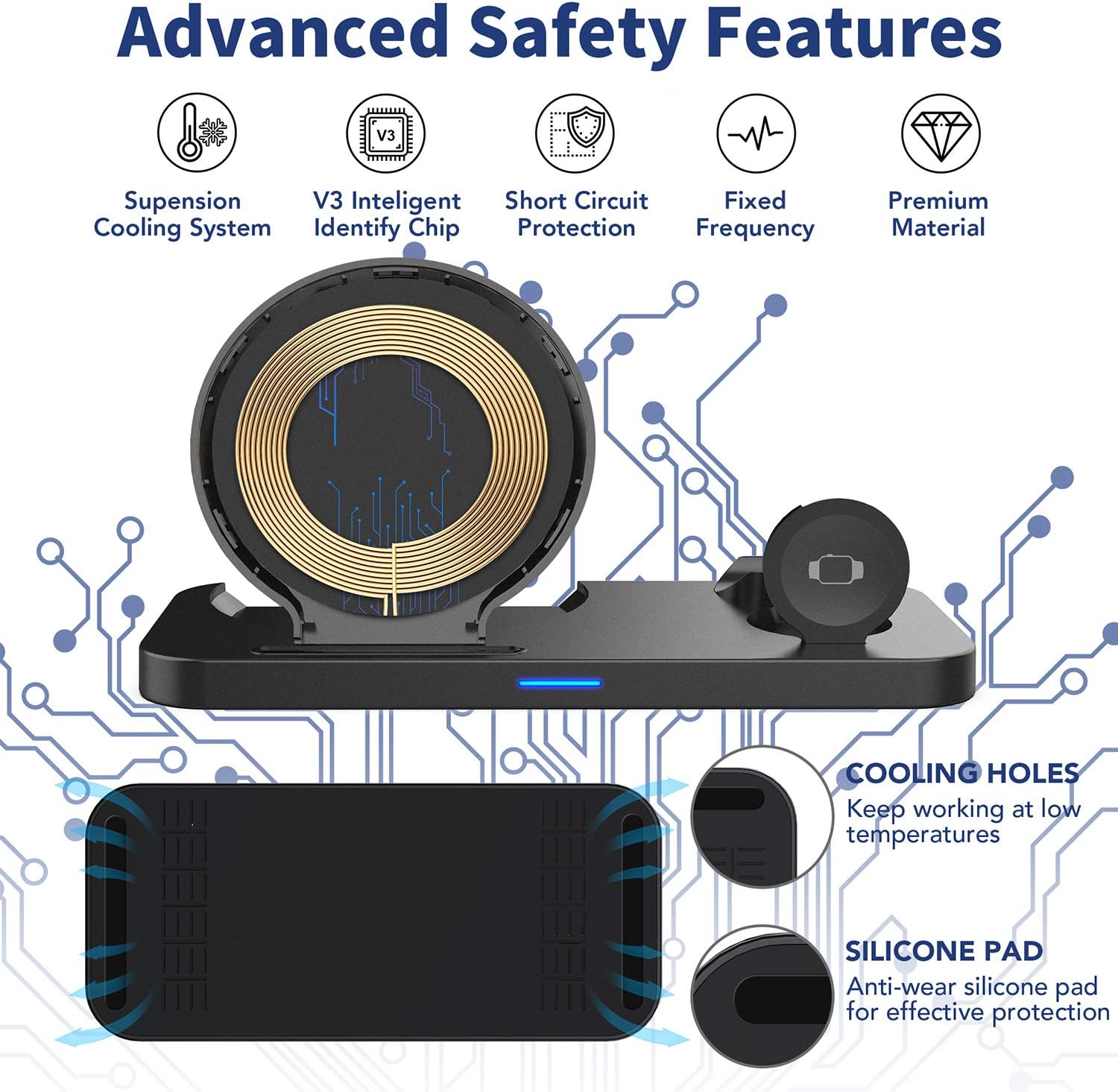[Latest 2020] Wireless Charger, 3 in 1 Qi-Certified Wireless Charging Station for AirPods Pro Apple Watch SE/6/5/4/3/2/1,Fast Wireless Charging Stand Dock for iPhone 11 Pro/11 Pro Max/XS Max/XR/X
