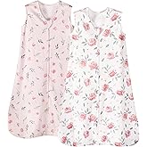 PHF 100% Organic Cotton Baby Blanket, 6-12 Months Baby Wearable Blanket, 2-Way Zipper Infant Blanket for Baby Boys Girls, 2 Pack Comfy Medium Size Sleeping Bags