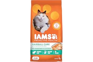 IAMS Proactive Health Adult Hairball Care Dry Cat Food with Chicken and Salmon, 7 lb. Bag