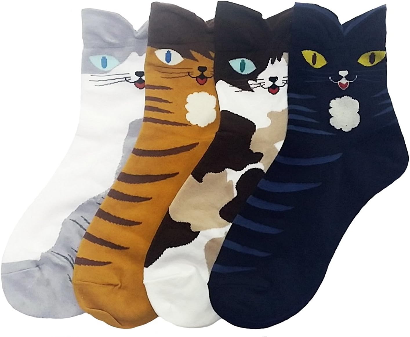 JJMaxWomen's Sweet Animal Socks Set with Thick Eared Cuffs One Size Fits All , Original Cat Set, One Size