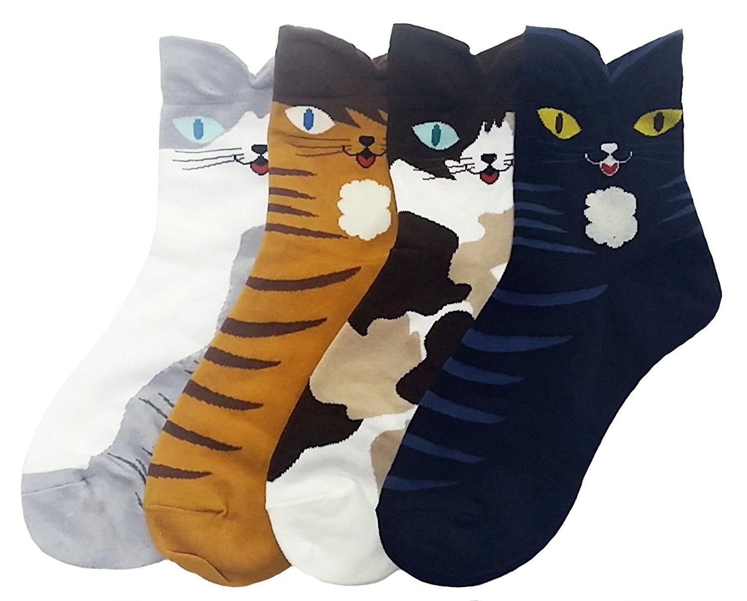 JJMax Women's Sweet Cat and Kittens Cotton Blend Socks Set