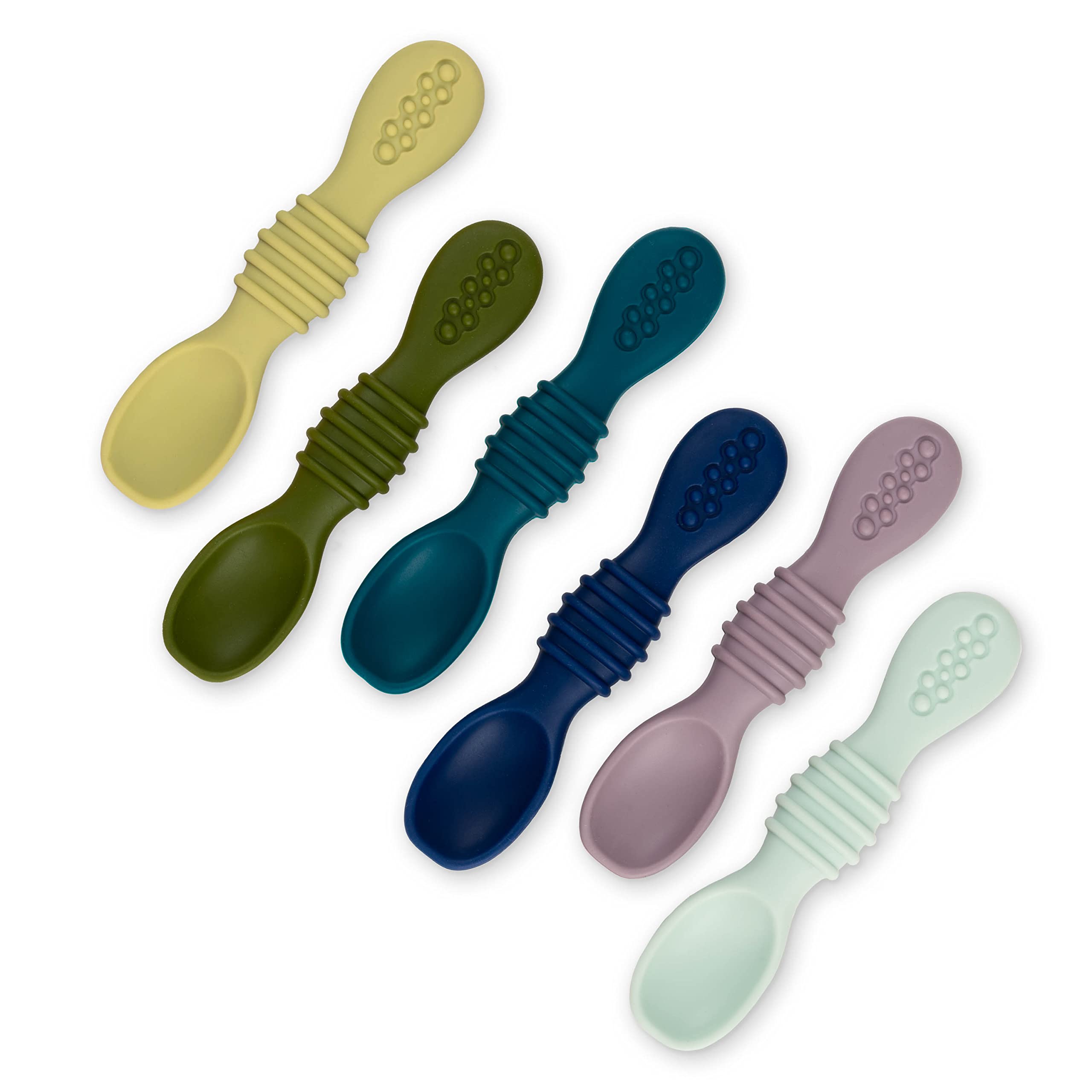 Simka Rose Silicone Baby Spoons Self Feeding 6 Months - First Stage Infant Spoons for Babies & Toddlers- Baby Led Weaning Spoons Set of 6- Easy on Gums Food Training Utensils Dishwasher Microwave Safe