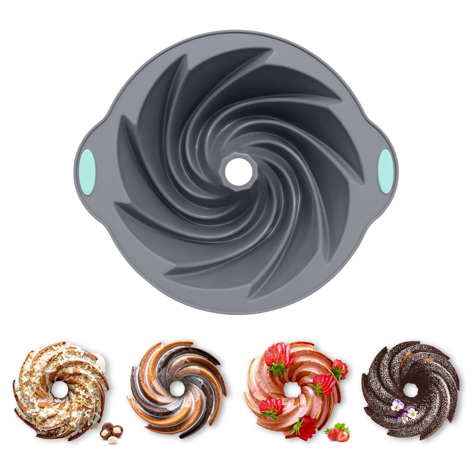 Photo 1 of Chicrinum Bunte Cake Pan, Non-Stick 10-Inch Angel Food Cake Pan, Silicone Cake Mold with Metal Reinforced Frame More Strength for Long-Lasting Performance
