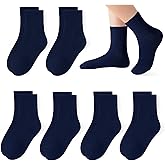 Lainlight 6 Pairs Kids Socks Boys Girls Athletic Crew Socks for School Uniform Cotton Seamless Toe