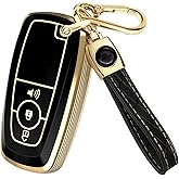 Lucrum Compatible with Ford Key Fob Cover & Leather Keychain, Keyfob Case for Bronco Explorer Edge Escape Expedition Fusion