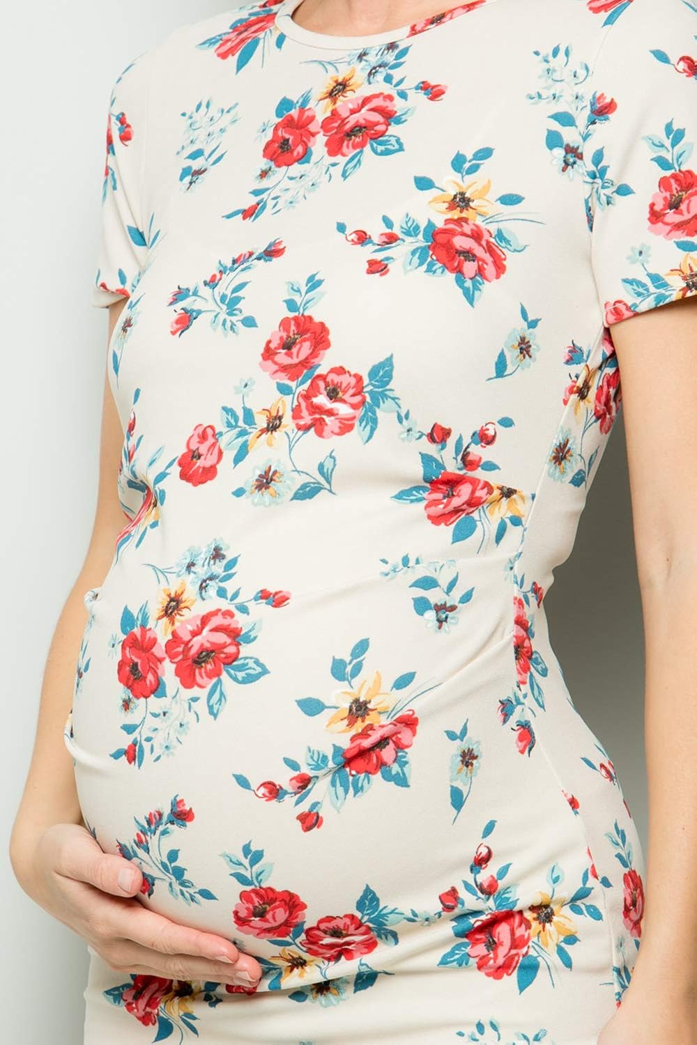 My Bump Maternity Midi Dress - Fitted Stretch Short Sleeves Mermaid Flare Ruffle at  Women’s Clothing store