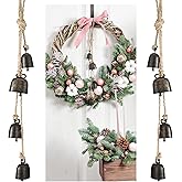 2 Sets Vintage Metal Cow Bells Cluster on Rustic Rope - Harmony Cow Bells Hanging Ornament for Christmas Tree, Wall, Wreath, Outdoor & Indoor Door Decorations