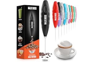 Milk Frother for Coffee - Handheld Automatic Milk Foam Maker Hand Frother for Coffee, Matcha, Hot Chocolate - Mini Drink Mixer - Mini Frother Wand by Milk Boss - Black