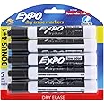Expo Low Odor Dry Erase Markers, Chisel Tip, Black Ink, 4+1 Count