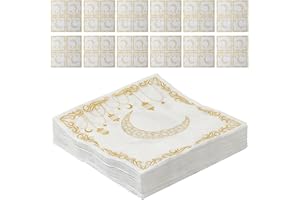 JOINPAYA 100pcs Moon Print Party Napkins Disposable Paper Serviettes for Eid Ramadan Wedding Reception