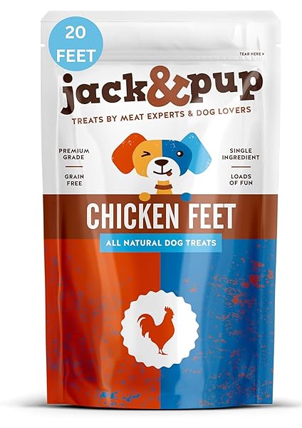 JACK&PUP DRIED CHICKEN FEET DOG TREATS | 100% NATURAL, FULLY DIGESTIBLE, DEHYDRATED CHICKEN FEET FOR DOGS HIGH PROTEIN, JOINT SUPPORT (20 PACK) ECONOMICAL ALTERNATIVE TO DUCK FOOT AND PIG EARS