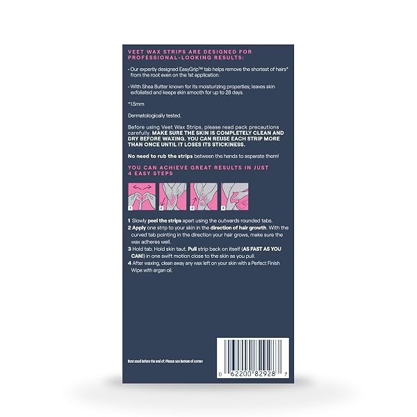 VEET READY-TO-USE WAXING KIT FOR WOMEN | WAX STRIPS FOR BODY HAIR REMOVAL, WAX KIT FOR INGROWN HAIR TREATMENT, PERSONAL CARE PRODUCT, HAIR REMOVER | 40CT WAXING STRIPS, 4CT BODY WIPES