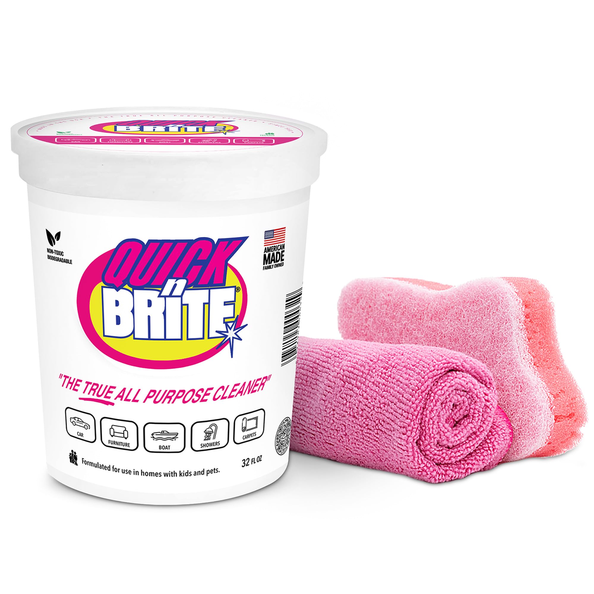 Photo 1 of Quick 'n Brite All Purpose Cleaning Paste – Miracle Cleaner for Tough Stains, Biodegradable, Non-Toxic, Pet-Safe, Multi-Surface Stain Remover, Made in USA, 32 Oz Kit