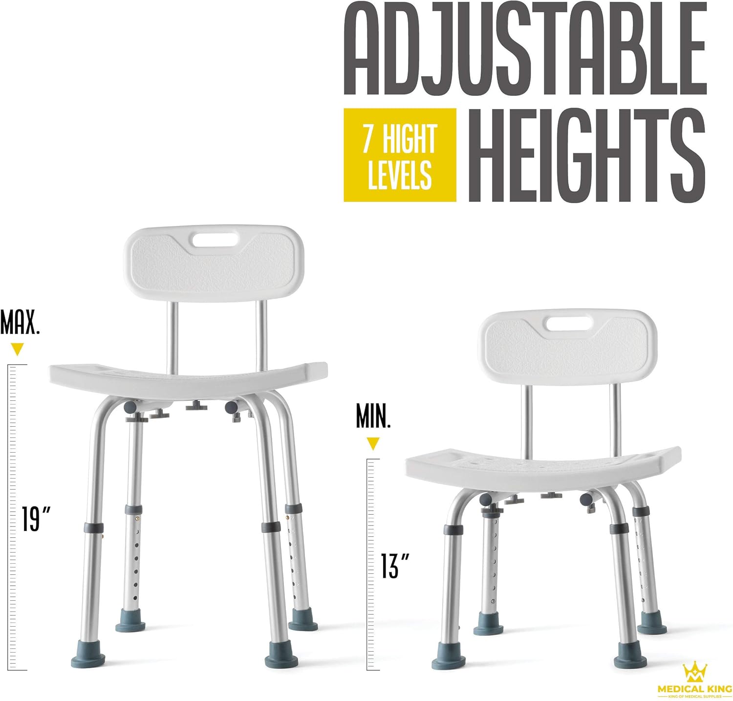 Shower Chair Set of 3 - Includes Back Scrubber & Additional Sponge - Anti Slip for Safety, with 8 Adjustable Heights Portable - Tool Free Shower Chair for Elderly - Bath Chair for Elderly: Health & Personal Care