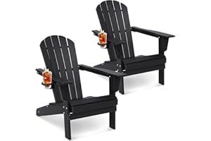 wildformers Adirondack Chair, Set of 2, Weatherproof Outdoor Fire Pit Chair, Perfect for Patio, Porch, Deck, and Garden, Black