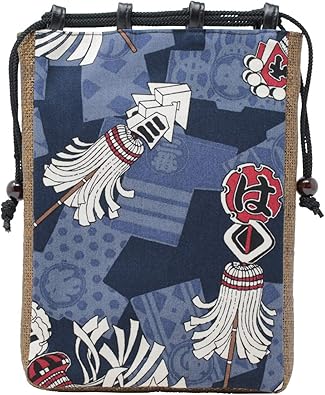 Amazon 和物屋 メンズ 男性用 和柄 模様 巾着です 信玄袋 合切袋 半纏と纏 紺 ポーチ