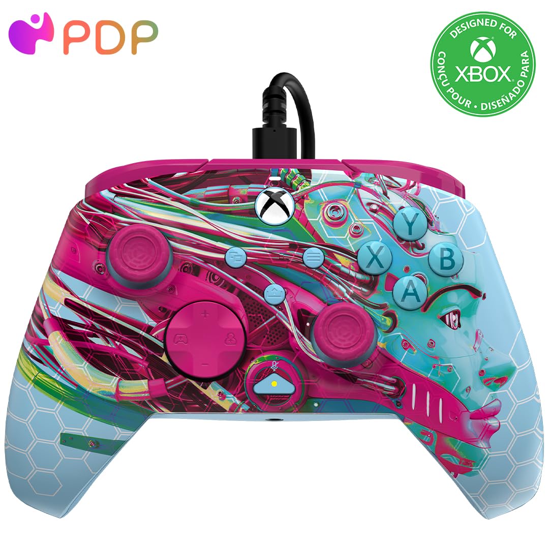 Photo 1 of PDP Gaming REMATCH GLOW Enhanced Wired Controller Licensed for Xbox Series X|S/Xbox One/PC/Windows, Mappable Back Buttons, Advanced Customizable App - Android Dreams (Glow in the Dark)