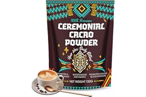 QIYVIPO Ceremonial Cacao Powder, High Flavanol Cocoa Powder With Theobromine, Magnesium and Epicatechin, Improves Energy & Focus, Support overall wellness(1)