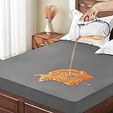 Inooro Queen Size Waterproof Mattress Protector - Breathable Bed Cover with 18" Deep Pocket, Noiseless Fitted Sheet, Machine