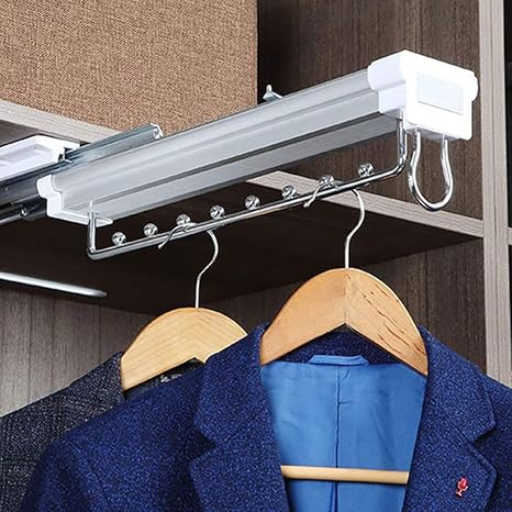 Amazon Co Jp Jfbg ワードローブ スライドハンガ 拡張可能ハンガーダンパー付き 省スペース収納ラック35 5 Cm 45 5 Cm ホーム キッチン