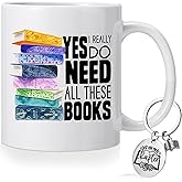 NOVWANG Book Lovers Mug Gifts, Bookish Gifts Librarian Mug Funny Coffee Mugs for Women Men Tea Cup Christmas Birthday Present for Book Lover Readers Writers with Key chain 11 oz