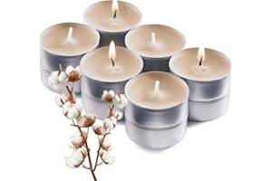 RAMBUE Beige Scented Tealight Candles - Pack of 12 Scented Tea Light Candles with Long Lasting Aromas - Cotton Blossom Fragranced Beige Tealight Candles - 4 Hour Burn Time