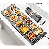Food Warming Mat Large, XXL (42"x15") Electric Food Warmers Mat with Heat Resistant Pad for Countertop, Heat 6 Level Temperature & 6 Hours Timer, Foldable Heating Trays for Buffets Party, Gray