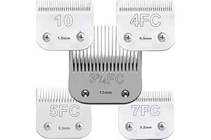 VETMOR 10+7FC+5FC+4FC+3FC Clipper Blade Dog Grooming Compatible with Andis Clippers Carbon Infused Steel Detachable Ceramic Sharp Edge Also Compatible with Wahl/Oster Dog Clippers