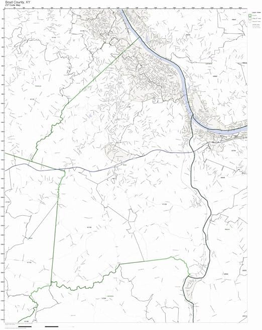 Boyd County, Kentucky KY ZIP Code Map Not Laminated Home