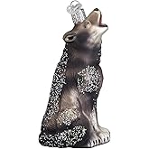 Old World Christmas Howling Wolf Glass Blown Ornament for Christmas Tree, Handcrafted Holiday Decoration, Wildlife Animal Collection