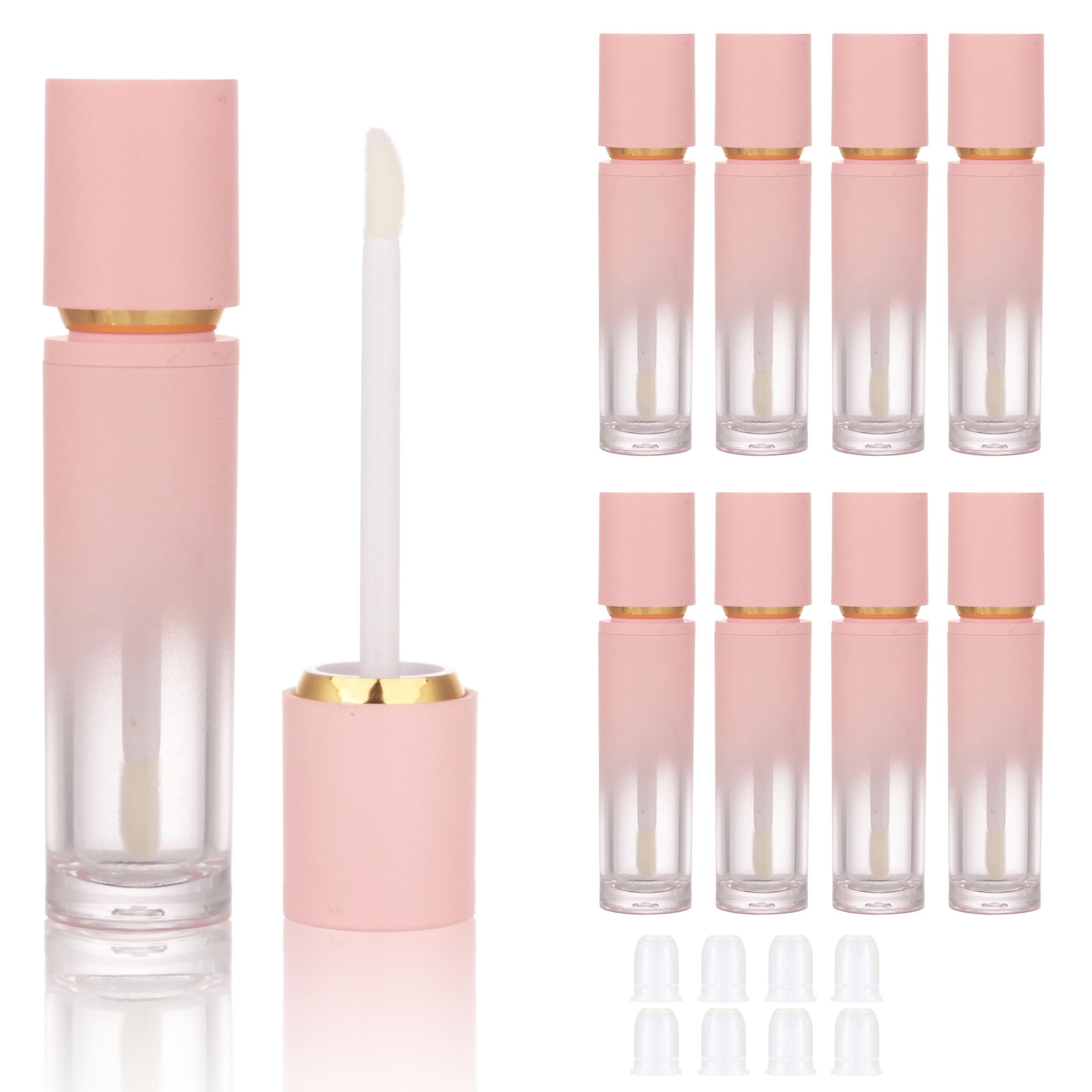 COSIDEA 8PCS Empty gradient Pink Lip Gloss Tubes 8ml lipgloss Tube with Wand Applicator for Lip oil tint bottles container — image 1