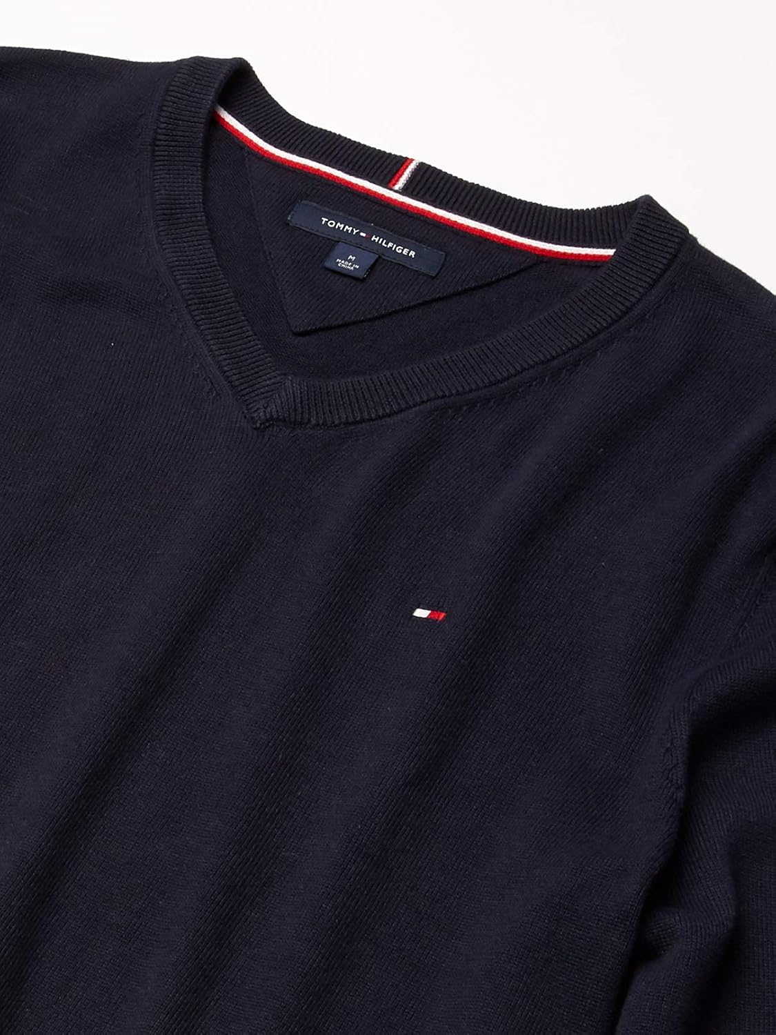 Tommy Hilfiger Men's Cotton V Neck Sweater at  Men’s Clothing store