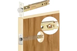 ACEPLANET 5" Backset Entry Door Latch Fits 19/64" (7.6mm) Square Interface Knobset, Square Corner Faceplate, Non-Handed, Sati