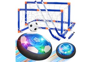 Nazano 3-in-1 Hover Soccer Ball, Kids Toddler Hockey Set with LED Lights,Indoor Outdoor Toys for Kids, Soccer Gift for Boys 6-8 8-12, Birthday,Kids, Boys Girls Age 6, 7, 8, 9, 10, 11, 12