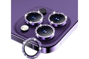 Wumigoo Camera Lens Protector for iPhone 16 Pro Max/16 Pro/15 Pro Max/15 Pro/14 Pro Max/14 Pro, Sapphire Glass Metal Individual Camera Cover Screen, Anti-drop, Case Friendly- Glitter Deep Purple