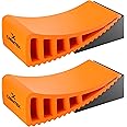 CARMTEK Camper Leveler 2-Pack Kit | Fit Curved RV Levelers with Wheel Chocks for Tight Dual Axle Trailers | Faster RV Leveling System Than RV Leveling Blocks | RV Accessories for Travel Trailers