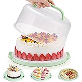 Cake Carrier with Lid and Handle, Cake Containers Cake Holder for 10 inch Cake with 2 Handles Cupcake Carrier - Plastic Cover Two Sided Base for Transport Pie Nuts Fruit Christmas Gifts,BPA-Free