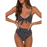 Blooming Jelly Womens High Waisted Bikini Set Tie Knot High Rise Two Piece Swimsuits Bathing Suits