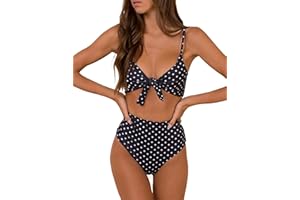 Blooming Jelly Womens High Waisted Bikini Set Tie Knot High Rise Two Piece Swimsuits Bathing Suits