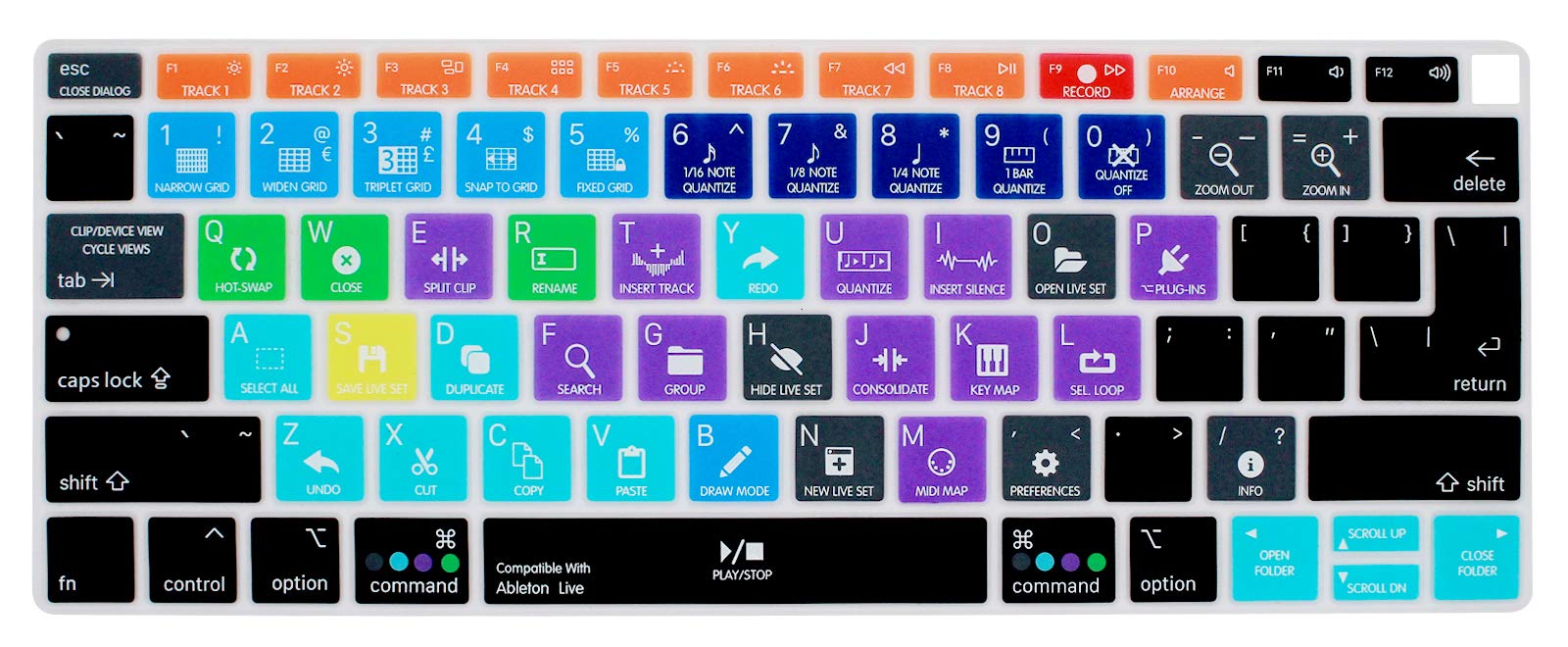 MMDW Ableton Live Shortcuts Hotkey Keyboard Cover Compatible with MacBook Air 2018 13.3 inch A1932 with Retina Display and Touch ID Silicone Soft Protector,USA/EU Version
